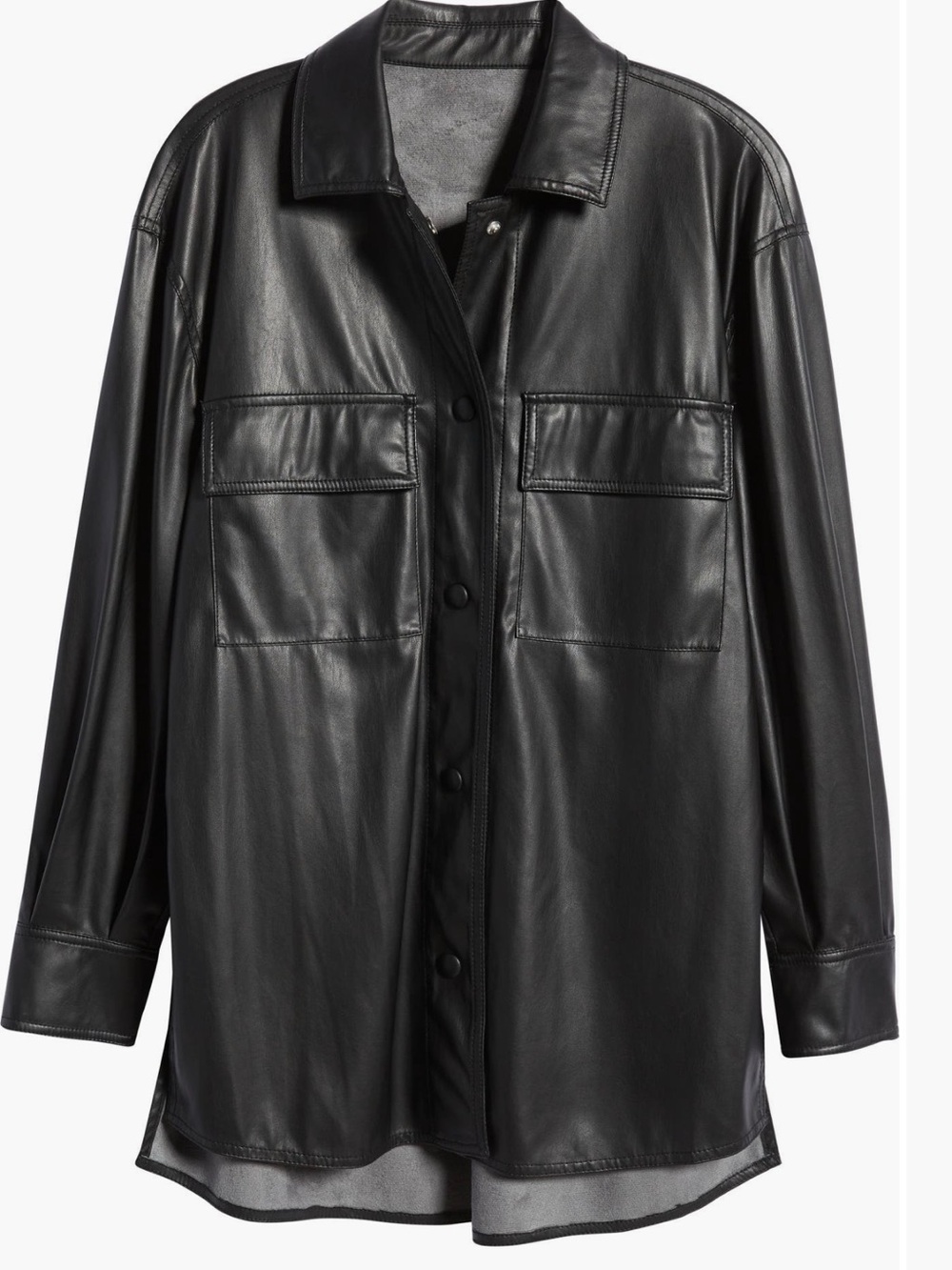 Vince Camuto Black Faux Leather Overshirt